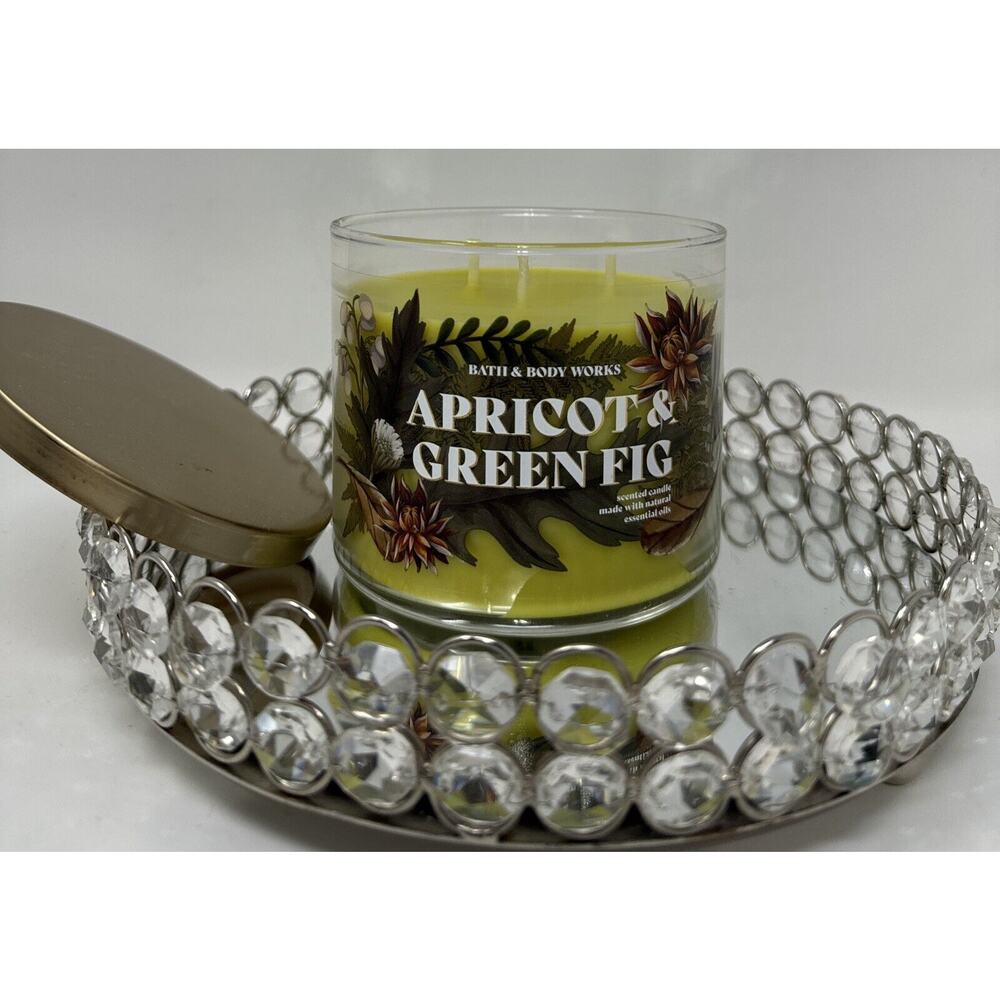 Bath & Body Works APRICOT & GREEN FIG Large 3 Wick Scented Candle 14.5 oz